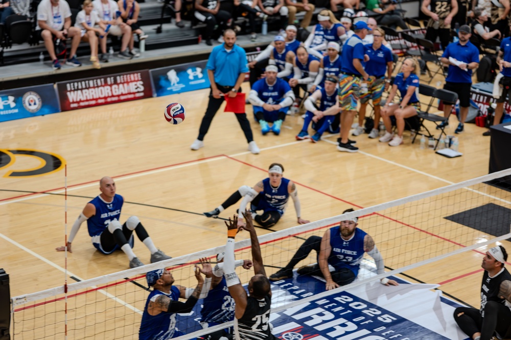 Air Force Warrior Games Athletes compete in sitting volleyball