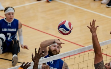 Air Force Warrior Games Athletes compete in sitting volleyball