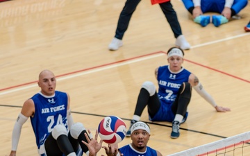 Air Force Warrior Games Athletes compete in sitting volleyball