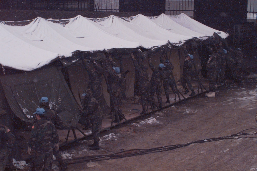Members of the 74th Medical Group close the U.S. Hospital Zagreb, Croatia.