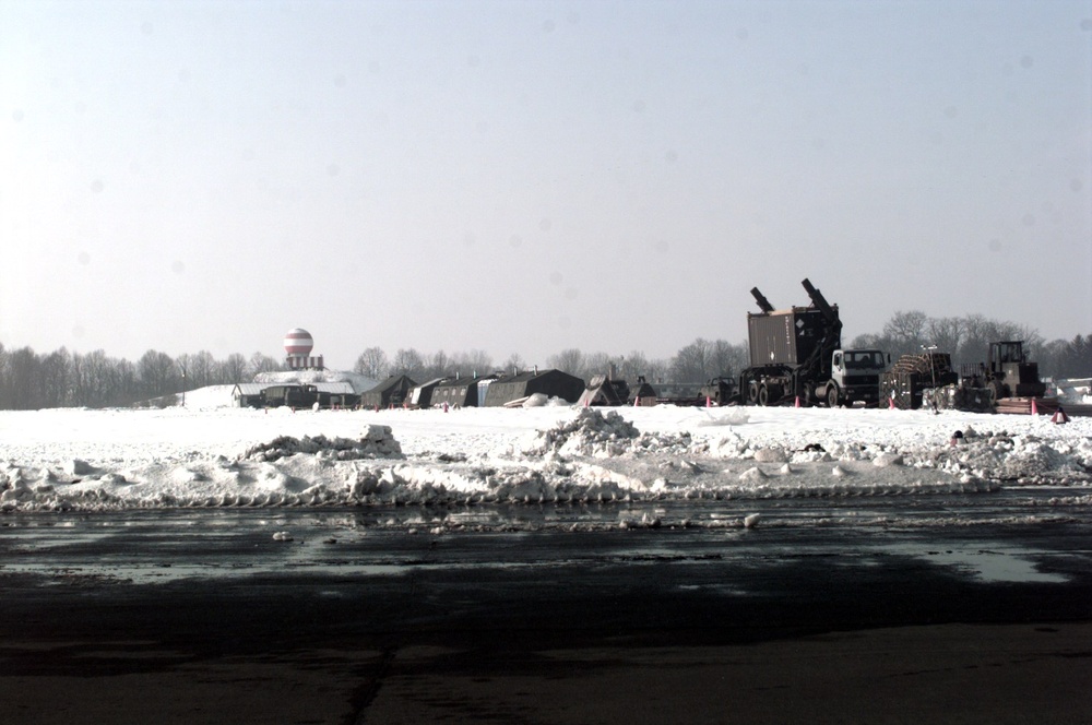 Taszar Air Field near Kaposvar, Hungary is staging area for personnel and equipment