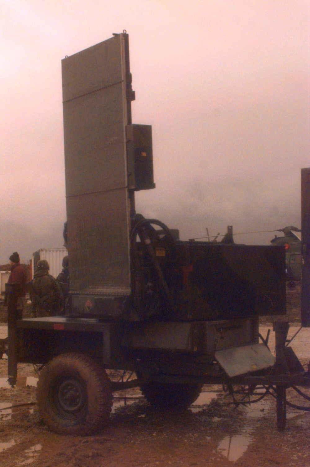 A U.S. Army AN/TPQ-36 Fire Finder Radar in Sarajevo, Bosnia and Herzegovina.
