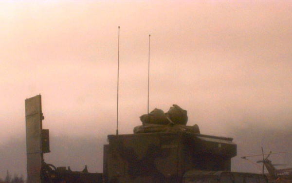 U.S. Army soldiers set up a AN/TPQ-36 Fire Finder Radar in Sarajevo, Bosnia and Herzegovina.