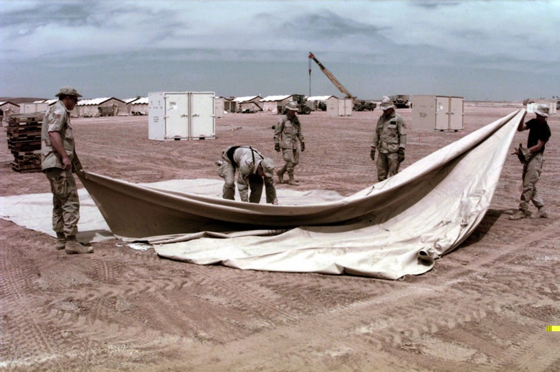 5th Combat Communications Group sets up at a Jordanian Air Force Base.