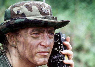 U.S. Air Force Maj. Trakinat gives coordinates as part of Search and Rescue training.