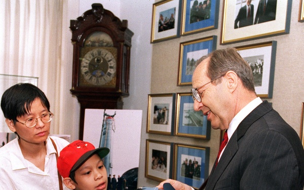 William Huyne is the 2 millionth visitor to the Pentagon.