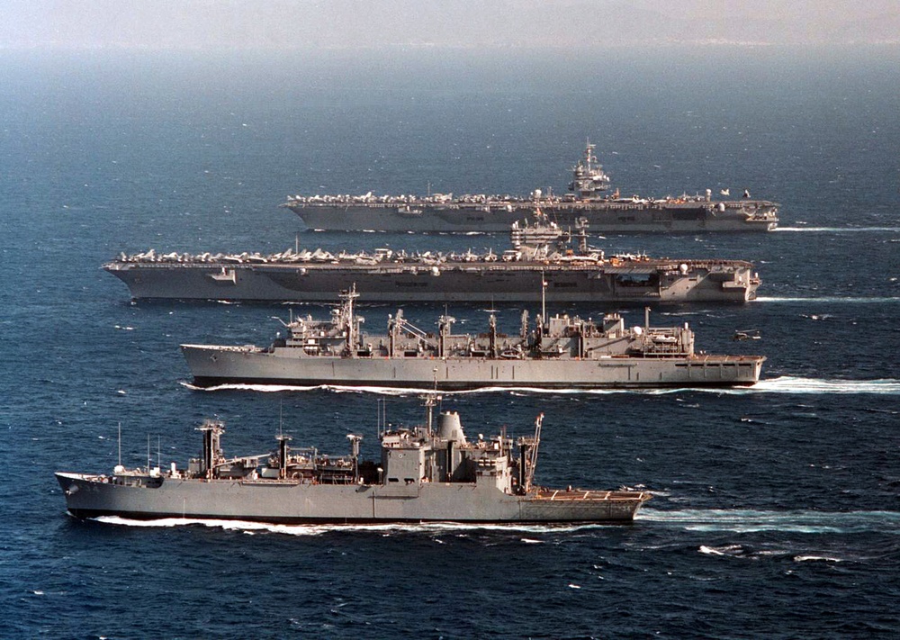 USS George Washington and USS Enterprise conduct Battle Group turnover.