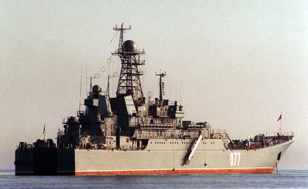 Russian amphibious assault ship readies for Exercise Cooperation From the Sea '96.