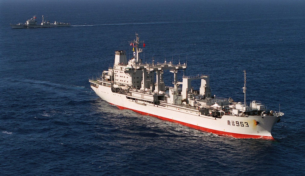People's Republic of China oiler Nan Sang lines up to enter Pearl Harbor.