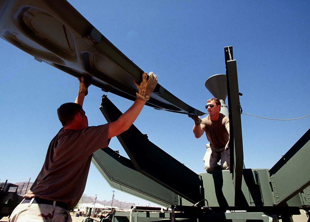 The 225th Combat Communications Squadron sets up for Roving Sands 97.