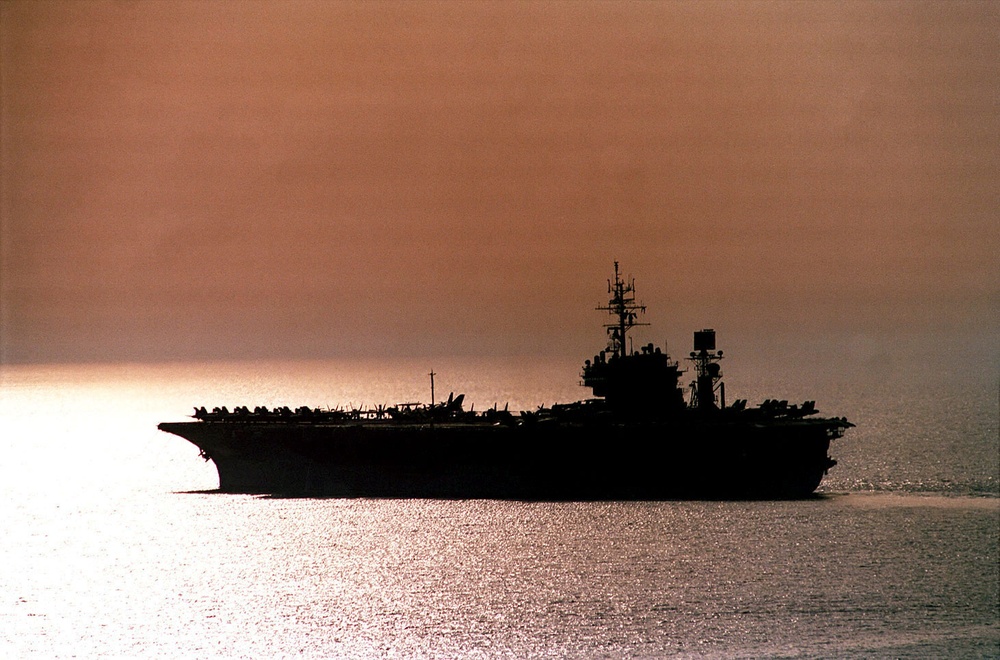 USS Constellation steams in the Persian Gulf during Operation Southern Watch.