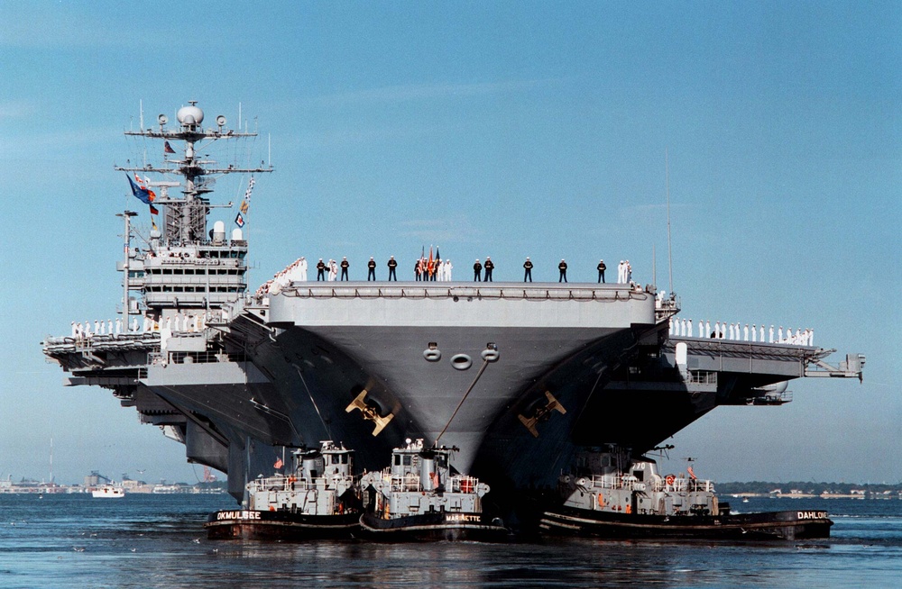 USS George Washington begins a scheduled six-month deployment.