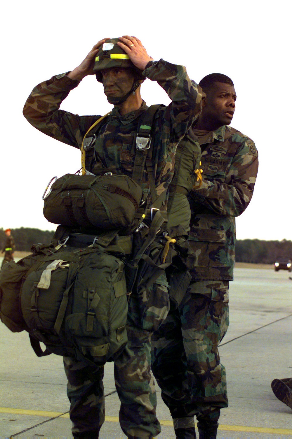 Army Col. David M. Rodriguez receives a jumpmaster inspection.