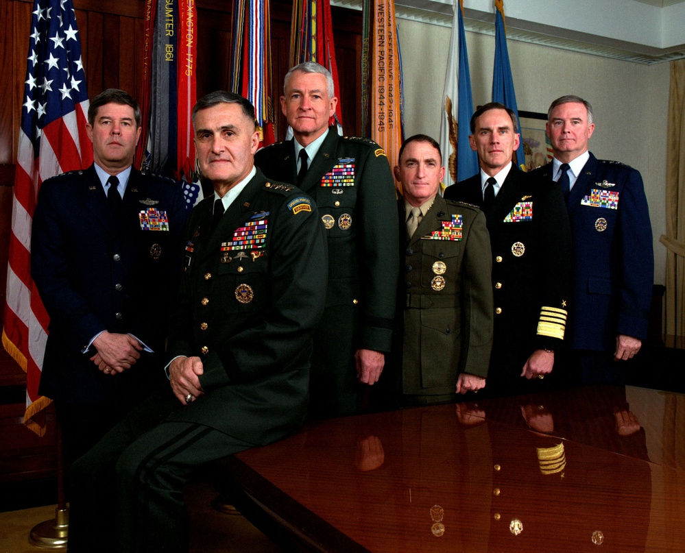 The Joint Chiefs of Staff in the JCS Gold Room at the Pentagon (standing).