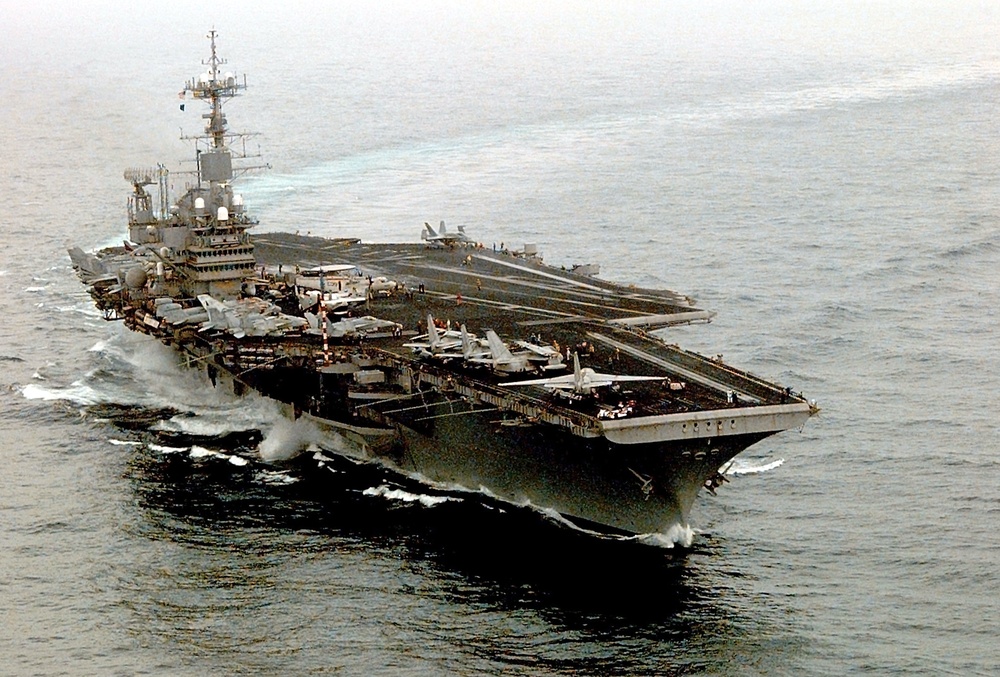 The U.S. Navy aircraft carrier USS Independence  (CV 62) operates in the Persian Gulf.