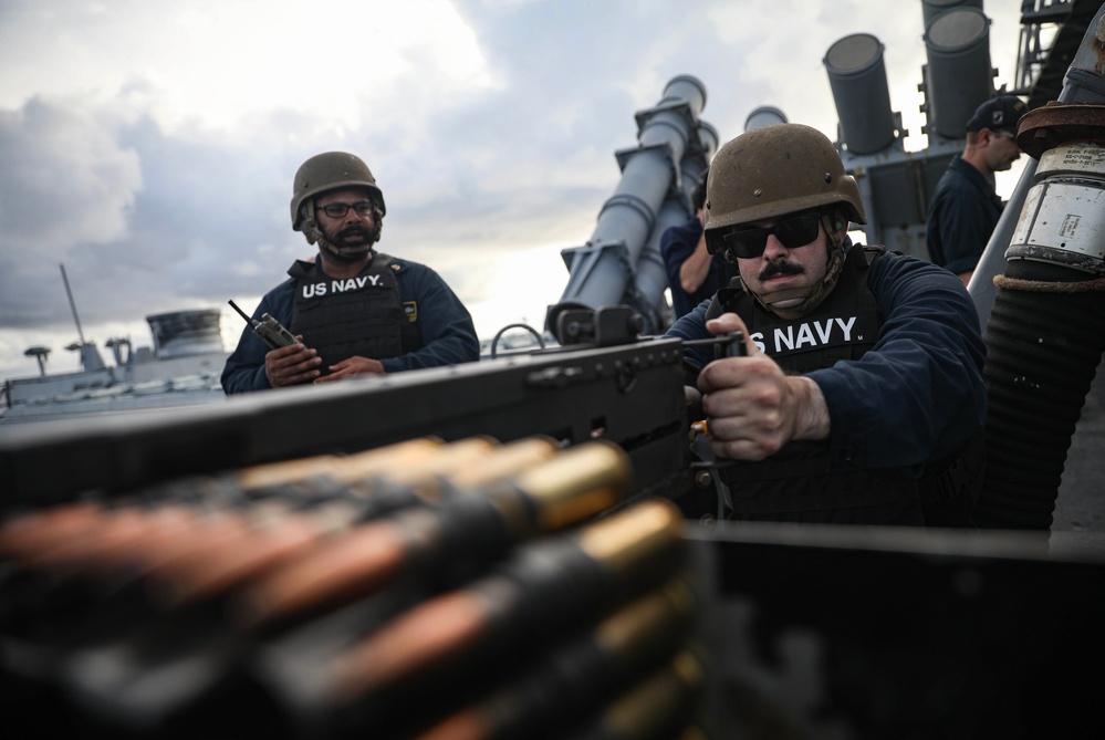 USS Milius (DDG 69) Conducts Crew-Served Weapons Shoot