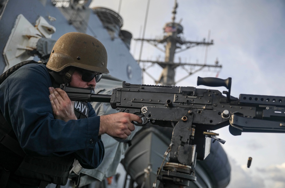 USS Milius (DDG 69) Conducts Crew-Served Weapons Shoot
