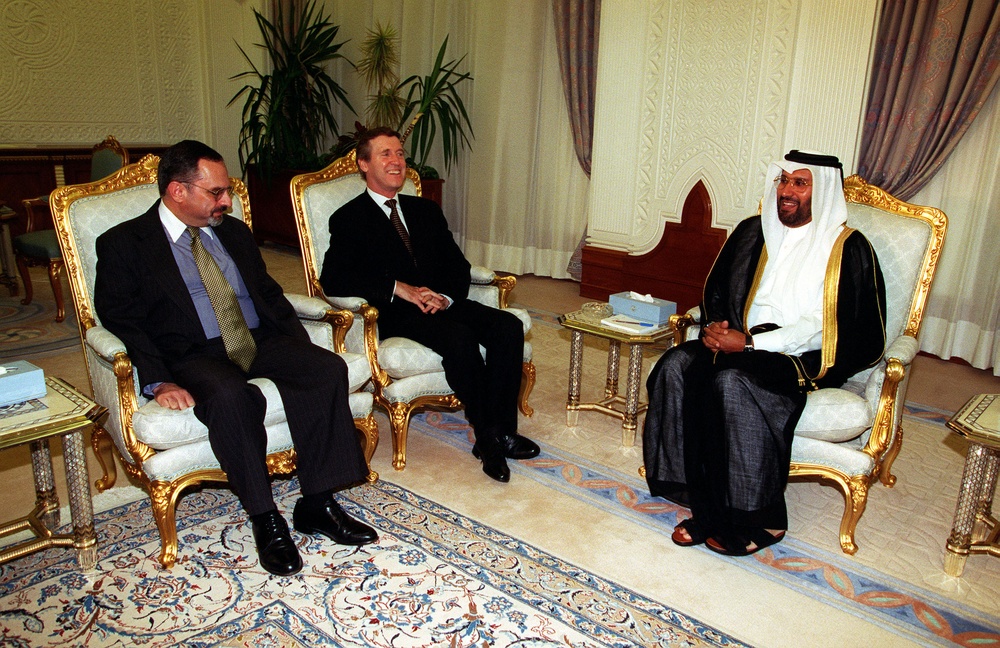 Ambassador Theros accompanies Secretary Cohen as he visits His Excellency Sheikh Hamad bin Jasim Al-Thani.