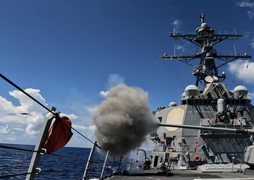 USS Milius (DDG 69) Conducts Live-Fire Weapons Shoot with Mark 45 5-Inch Light-Weight Gun and Close-In Weapon System