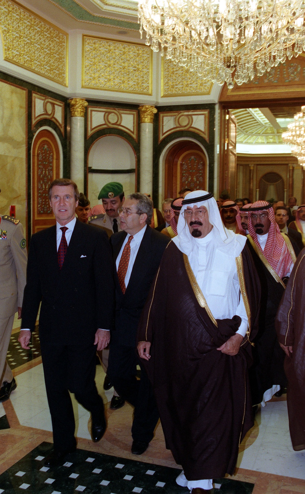 Secretary Cohen walks with Crown Prince Abdallah bin Abd al-Aziz Al Saud, in Riyadh.