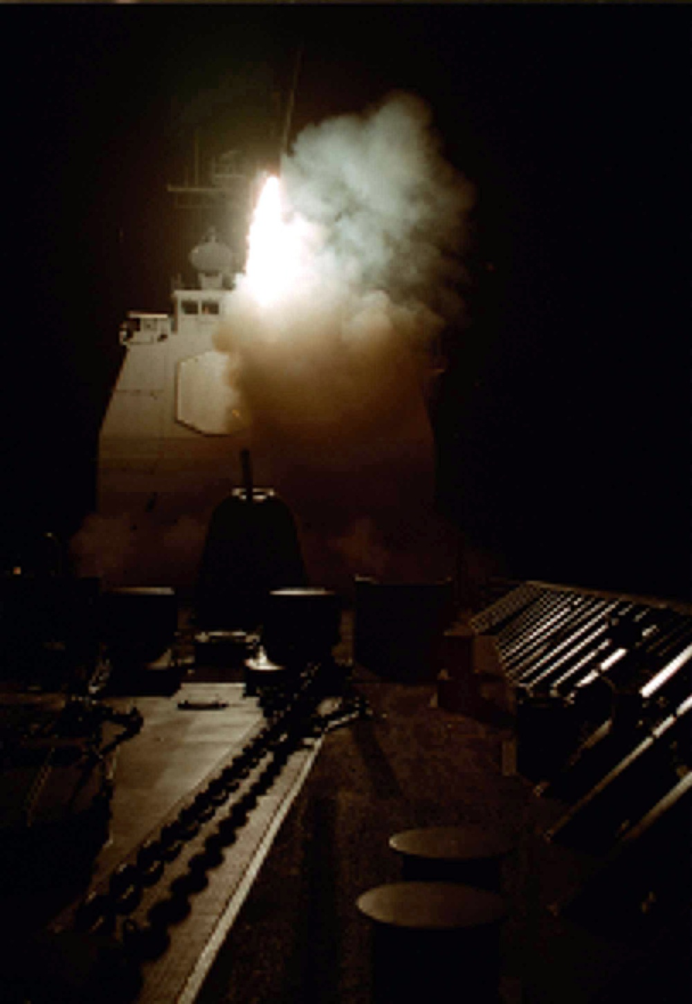 A U.S. Navy ship in the Persian Gulf launches a Tomahawk in support of Operation Desert Fox.