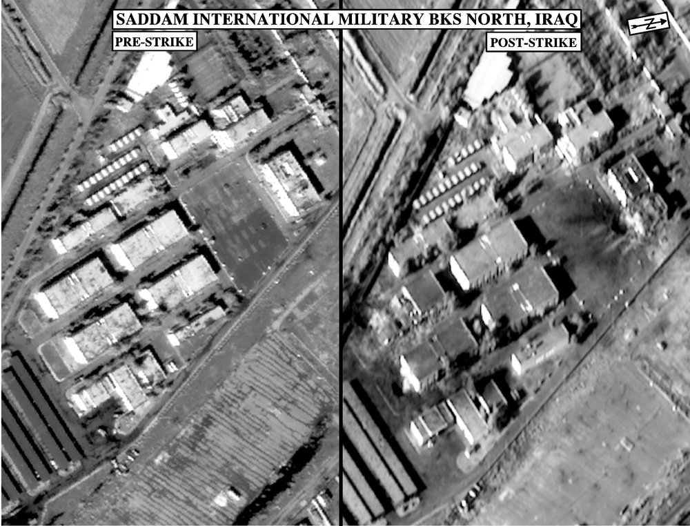 Bomb damage assesment of Saddam International  Military BKS North, Iraq.