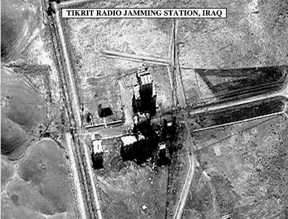 Bomb damage assessment photo of the Tikrit Radio Jamming Station, Iraq