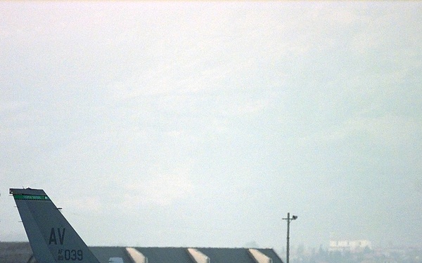 A Fighting Falcon undergoes its final checks before flying air strike missions.