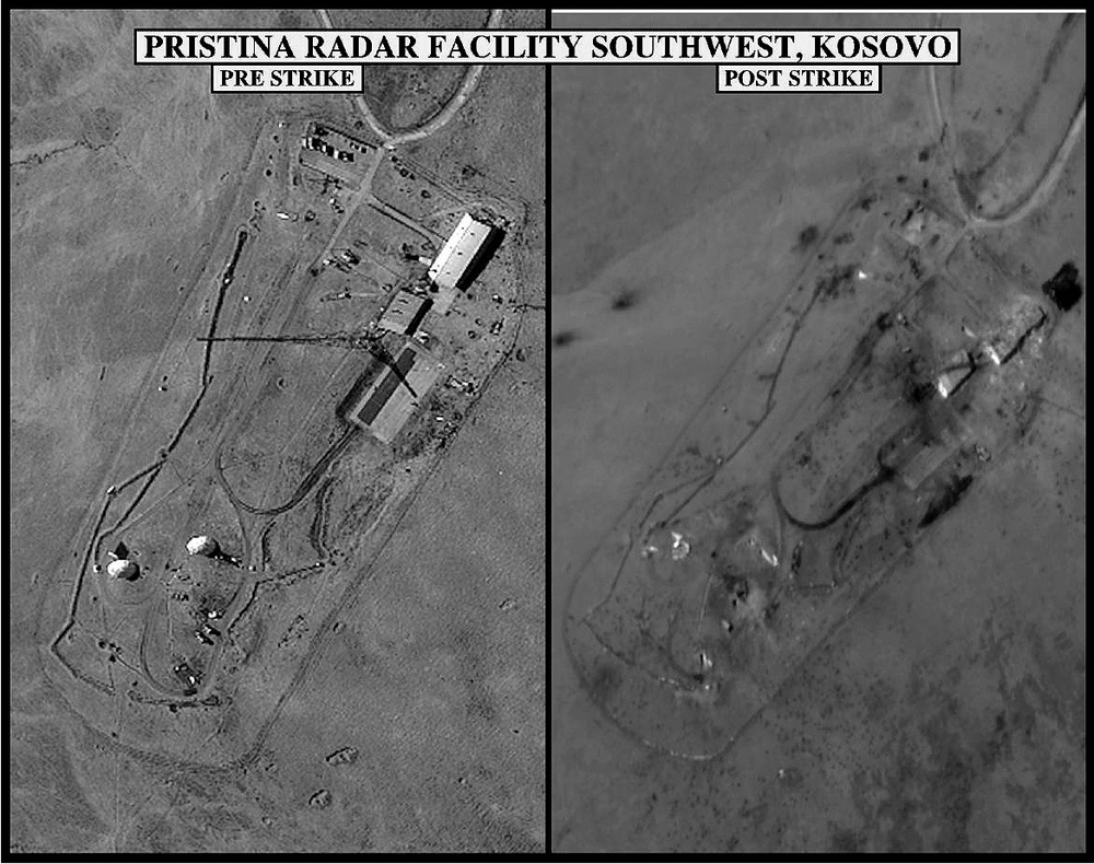 Post-strike assessment photograph of the Beograd-Batajnica probable Sector Operating Center and Control Reporting Post, Serbia.