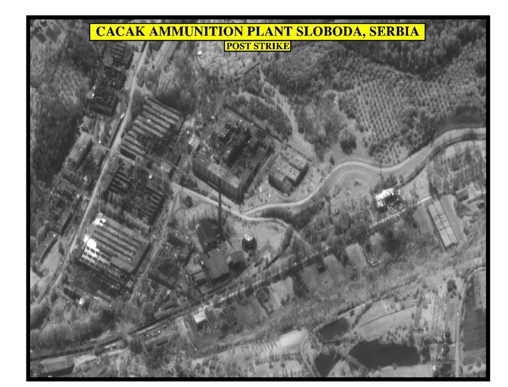 Post-strike assessment photograph of Cacak ammunition plant Sloboda.