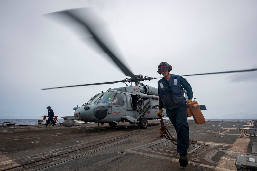 USS Sterett conducts operations in the Philippine Sea as part of the Carl Vinson Carrier Strike Group