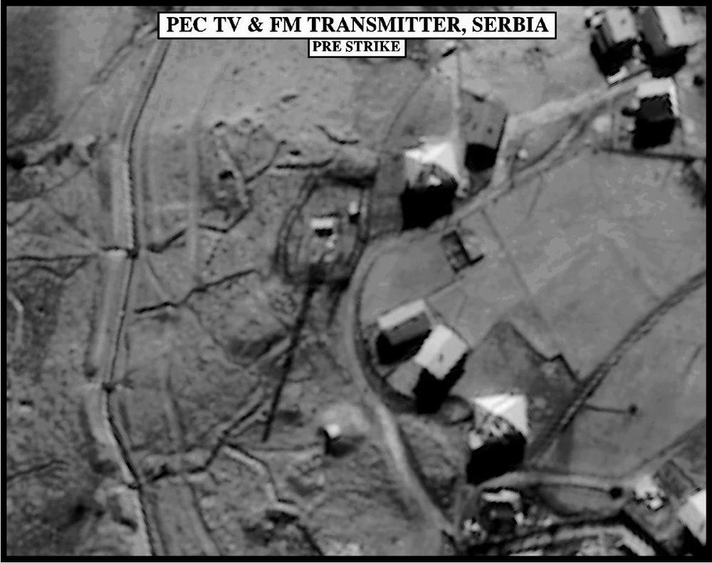 Pre-strike assessment photograph of the Pec TV and FM Transmitter, Serbia.