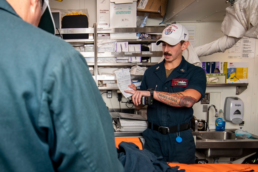 USS Sterett conducts operations in the Philippine Sea as part of the Carl Vinson Carrier Strike Group