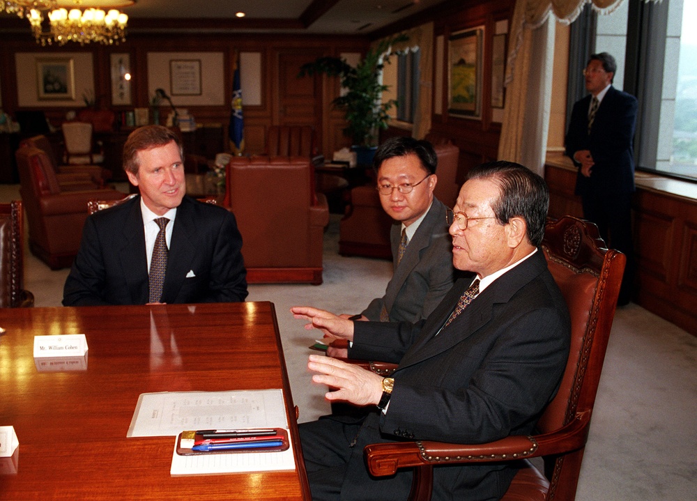 Secretary Cohen meets with South Korean Prime Minister Kim Chong Pil in Seoul.