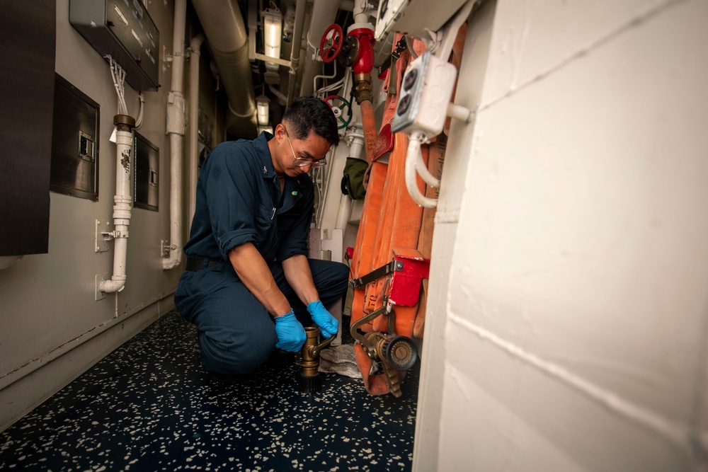 USS Sterett conducts operations in the Philippine Sea as part of the Carl Vinson Carrier Strike Group