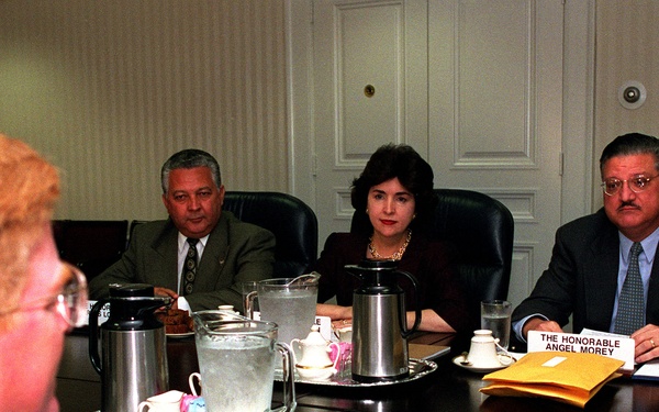 Members of the Puerto Rican Governor's Working Group on Vieques with Under Secretary DeLeon in the Pentagon.