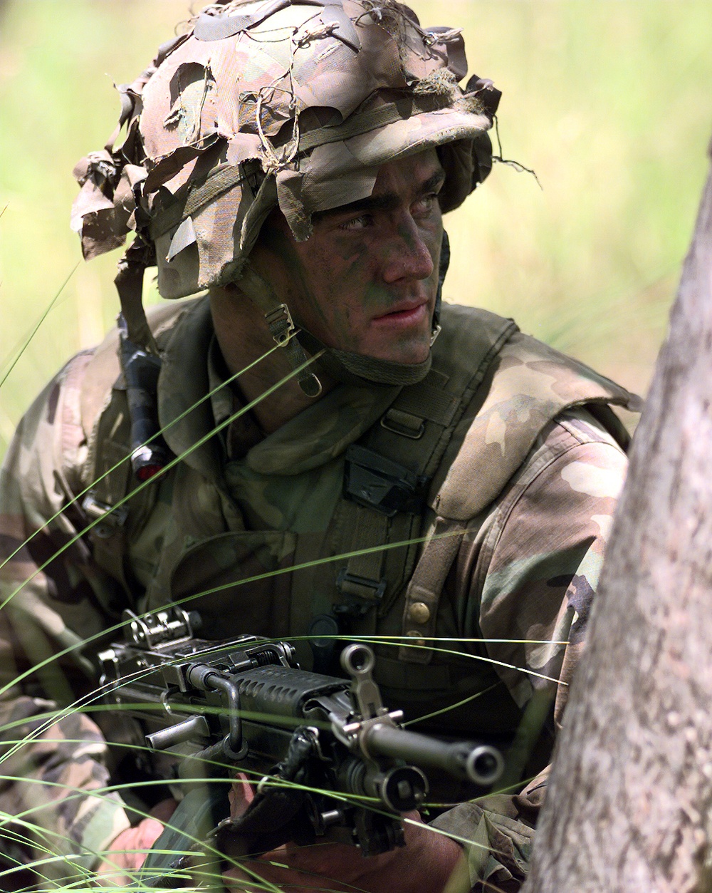 Pfc. Joe Gould looks for aggressor targets during a live fire exercise at the Shoalwater Bay.