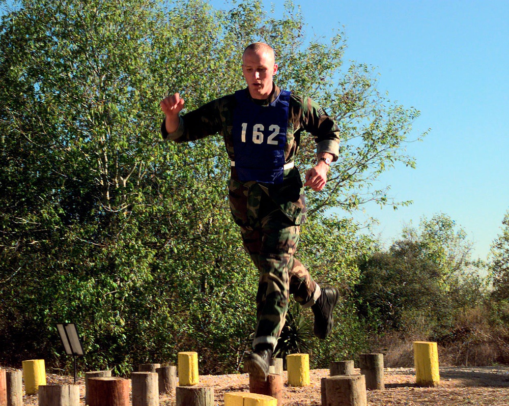 Senior Airman Bret A. Hodgson leaps his way through the Island Hopper.