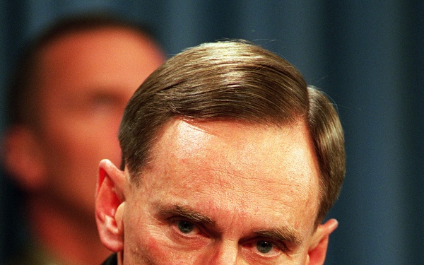 Chief of Naval Operations Adm. Jay Johnson responds to a reporter's question during a Pentagon briefing on Vieques.
