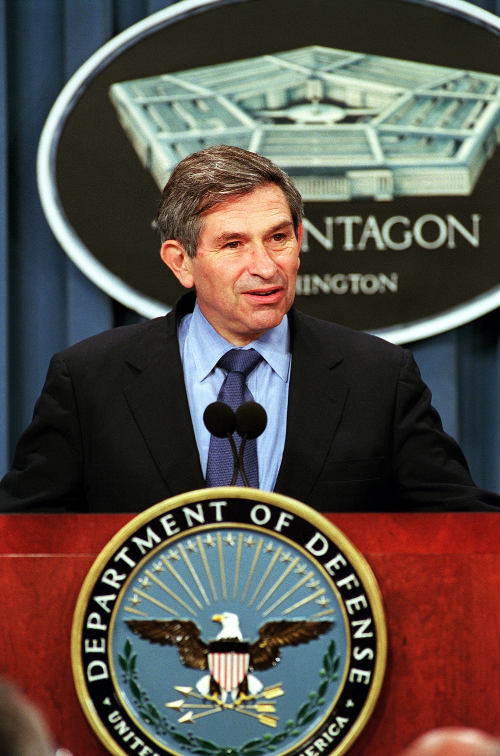 Deputy Secretary Wolfowitz responds to a reporter's question during his press briefing on Defense Planning Guidance.