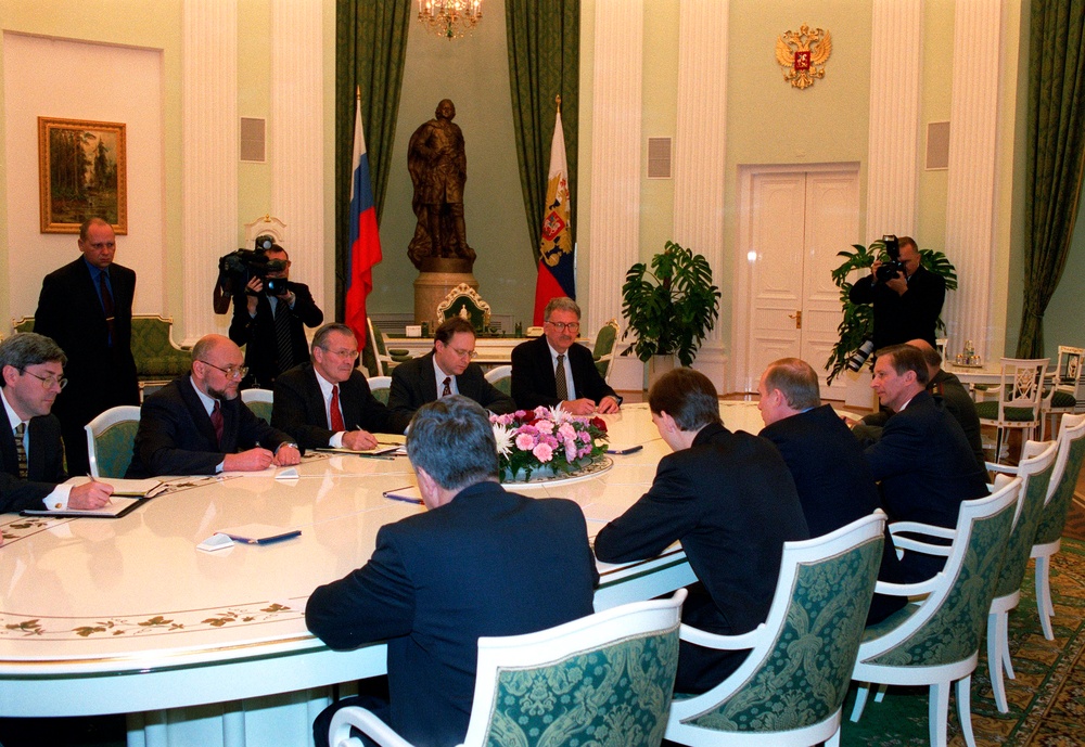 Secretary Rumsfeld meets with Russian President Vladimir Putin in the Kremlin.