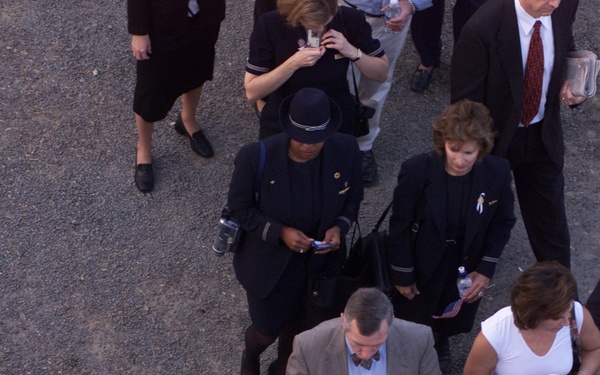 Visitors are greeted by military members at the Pentagon Observance Ceremony on Sept. 11.