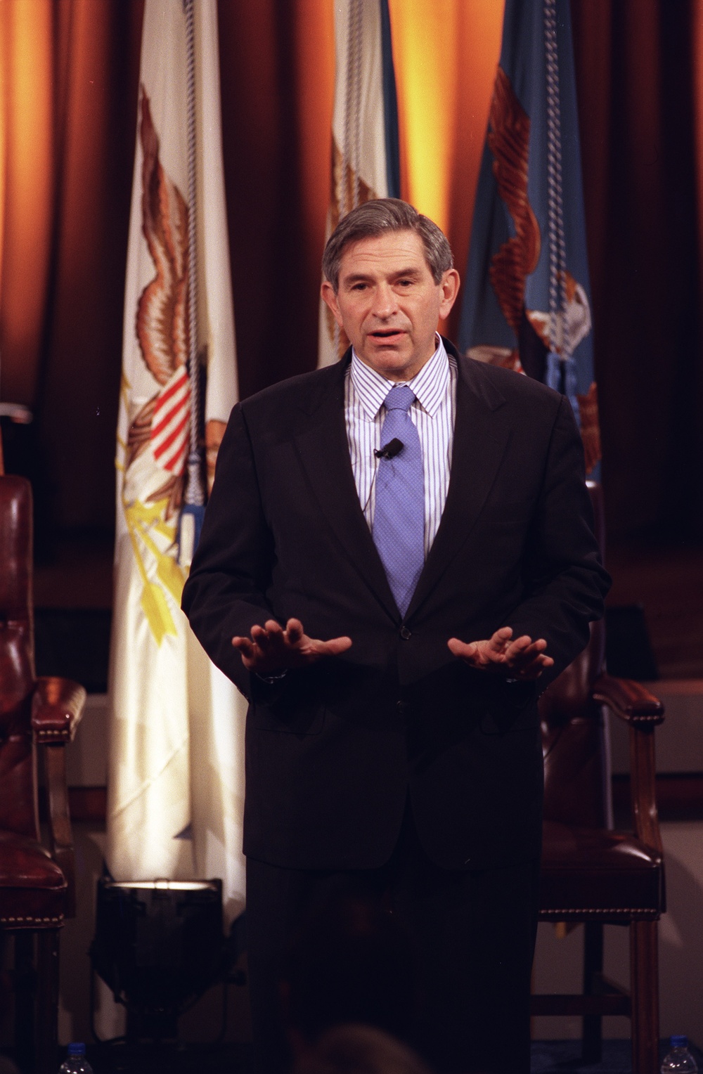 Deputy Secretary Paul Wolfowitz responds to a question during a Pentagon Town Hall meeting.
