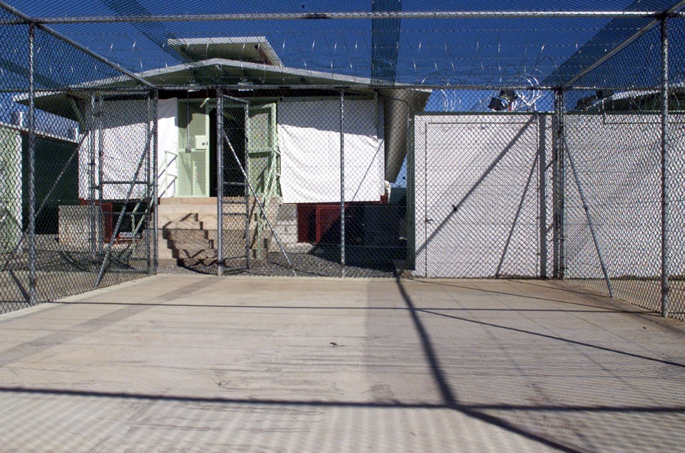 A Camp Delta recreation and exercise area at Guantanamo Bay, Cuba.