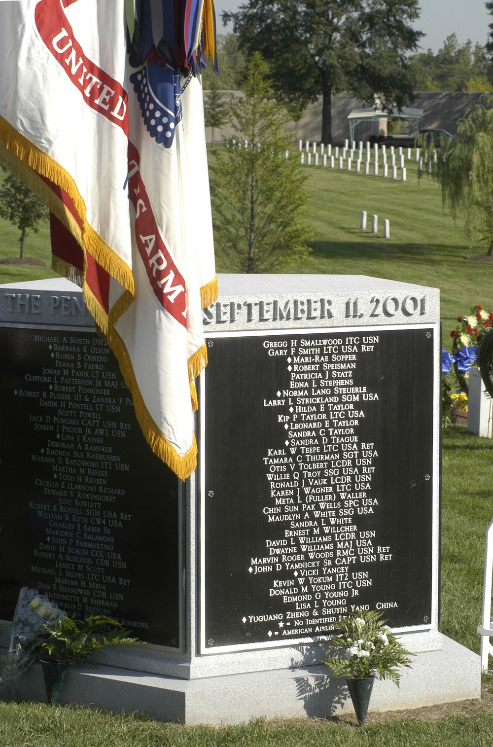The five-sided memorial to the victims of the terrorist attack on the Pentagon is located in Arlington National Cemetery.