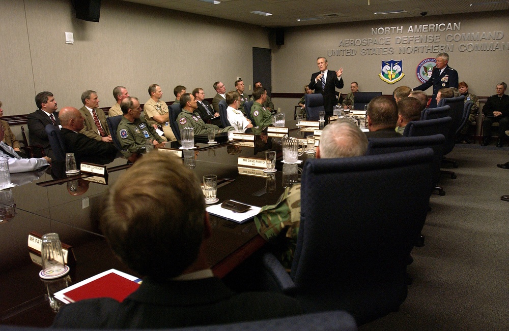 DVIDS - Images - Secretary Rumsfeld talks with the leadership of the ...