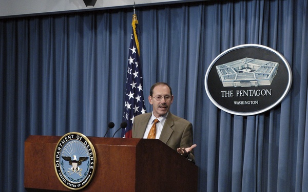 Under Secretary of Defense (Comptroller) Dov Zakheim conducts a Pentagon press briefing.