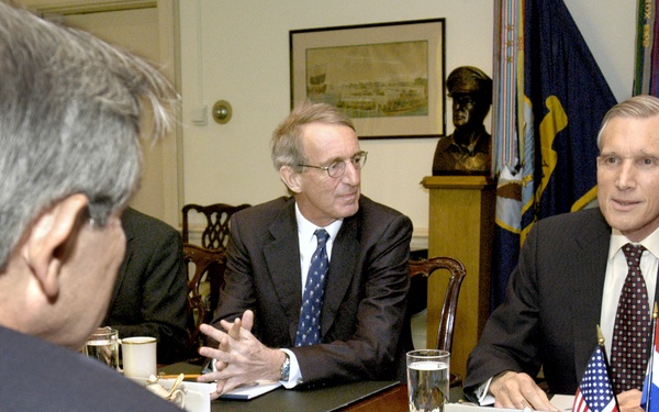 Netherlands' Minister of Foreign Affairs Bernard Bot meets in the Pentagon with Deputy Secretary Wolfowitz.