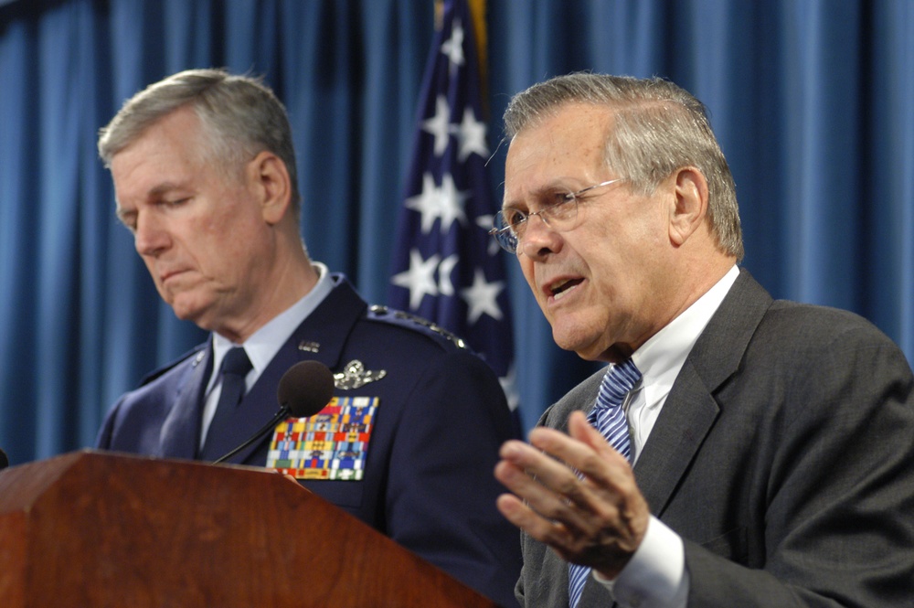 DVIDS - Images - Secretary Rumsfeld and Gen. Myers hold a press ...