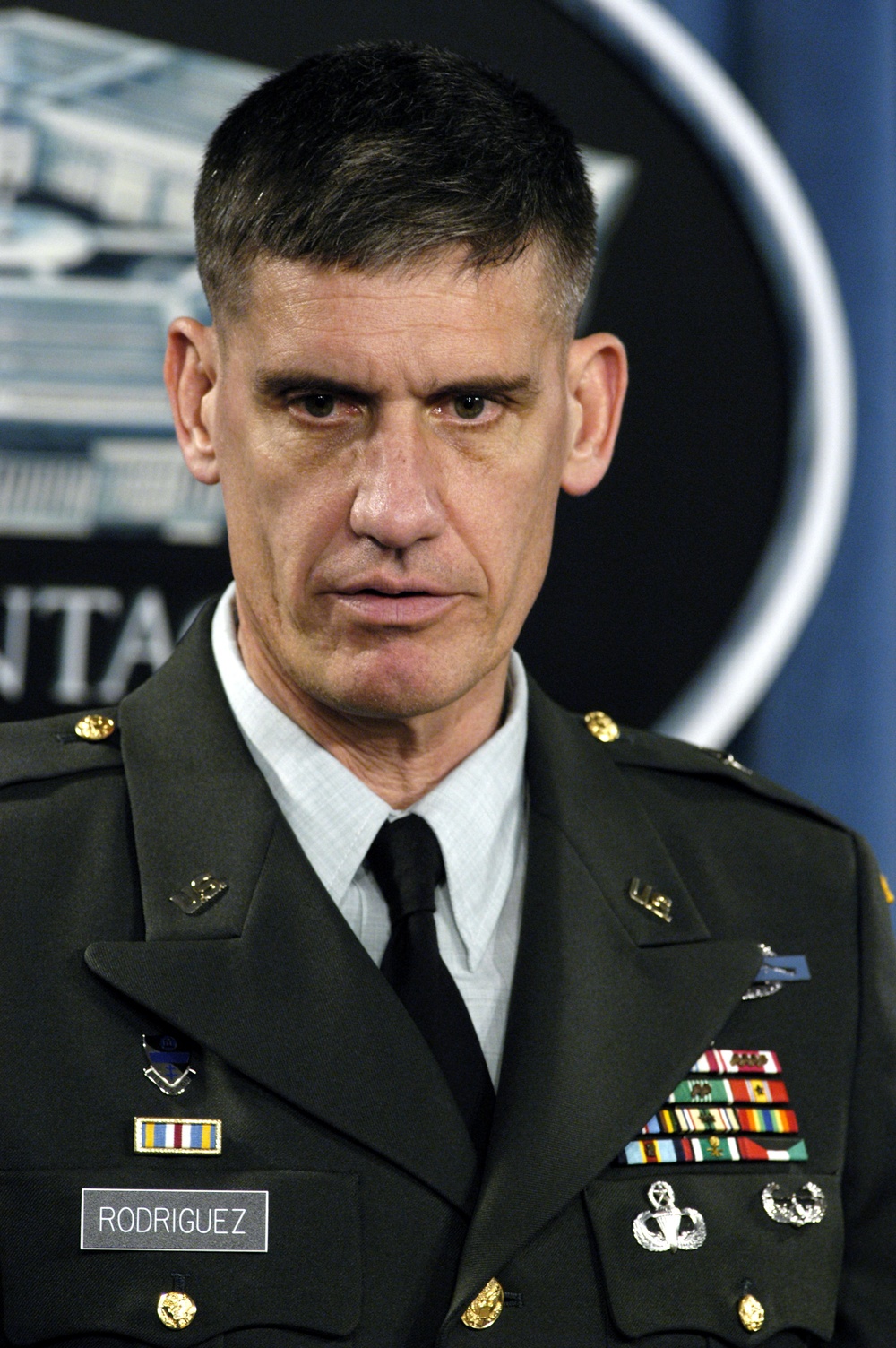 Joint Staff Deputy Director for Operations Brig. Gen. David Rodriguez responds to a reporter's question.